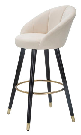 Sgabello da bar "Praga" in velluto gambe in metallo color nero e oro per interni