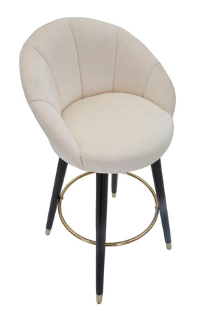 Sgabello da bar "Praga" in velluto gambe in metallo color nero e oro per interni