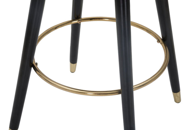 Sgabello da bar "Praga" in velluto gambe in metallo color nero e oro per interni