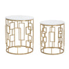 Tavolinetti Cube struttura in ferro color oro ripiano in marmo per interni set da 2