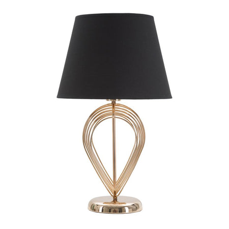 Lampada da tavolo "Maxt" in metallo color oro e tessuto colore nero per interni