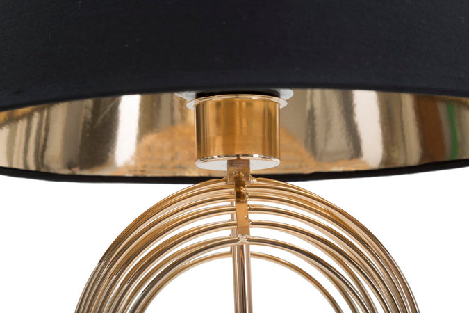 Lampada da tavolo "Maxt" in metallo color oro e tessuto colore nero per interni