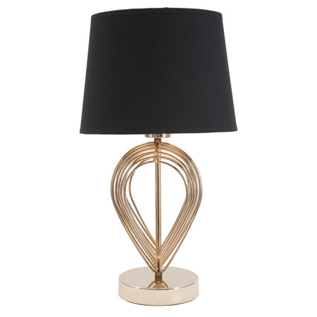 Lampada da tavolo "Maxt" in metallo color oro e tessuto colore nero per interni