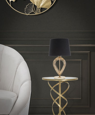 Lampada da tavolo "Maxt" in metallo color oro e tessuto colore nero per interni