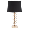 Lampada da tavolo in metallo color oro e tessuto colore nero per interni