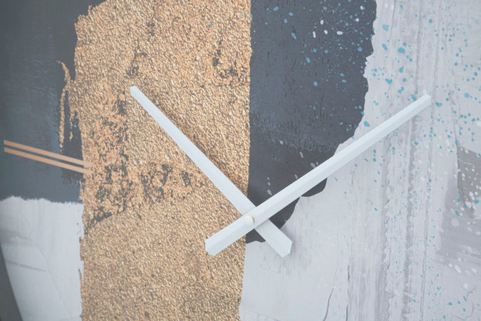 Orologio da parete in ferro, legno MDF e vetro per salotto e cucina