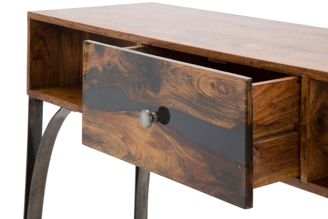 Console "Mustang" struttura in legno di acacia e metallo per interni