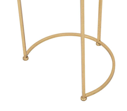 Tavolinetti struttura in ferro color oro ripiano in vetro per interni set da 2