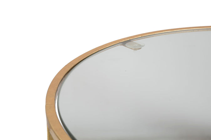 Tavolinetti struttura in ferro color oro ripiano in vetro per interni set da 2