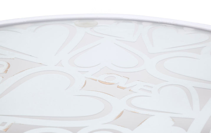 Tavolinetti struttura in ferro color bianco ripiano in vetro per interni set da 2