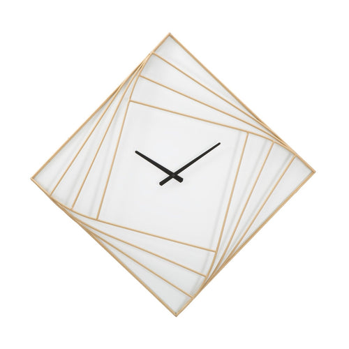 Orologio da parete a rombo in ferro color oro per salotto e cucina