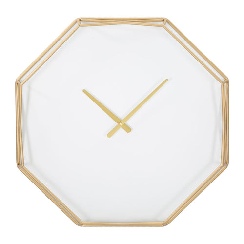 Orologio da parete ottagonale in ferro color oro per salotto e cucina