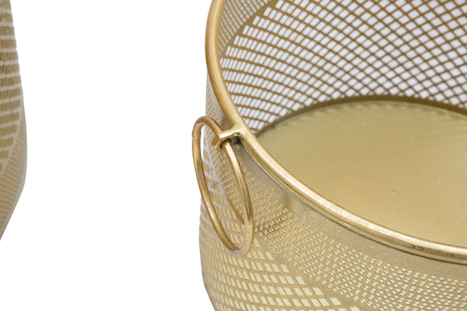 Porta vasi struttura in metallo color oro per interni set da 3