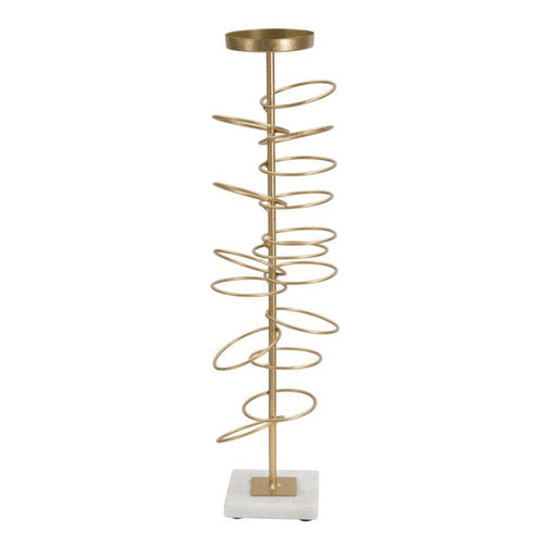 Porta candela con anelli struttura in metallo color oro e marmo per interni