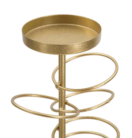 Porta candela con anelli struttura in metallo color oro e marmo per interni