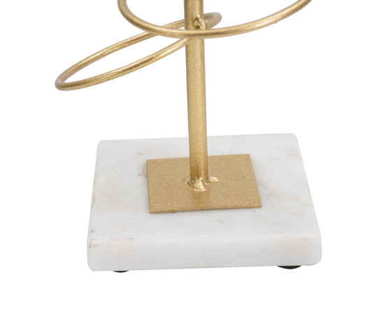Porta candela con anelli struttura in metallo color oro e marmo per interni