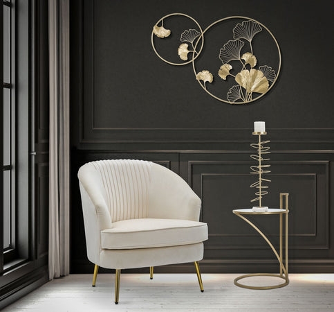 Porta candela con anelli struttura in metallo color oro e marmo per interni