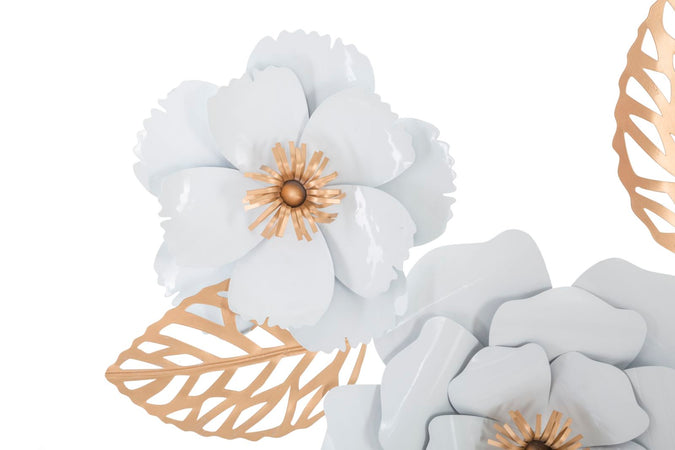 Pannello decorativo fiori bianchi in ferro per decorazioni ambienti