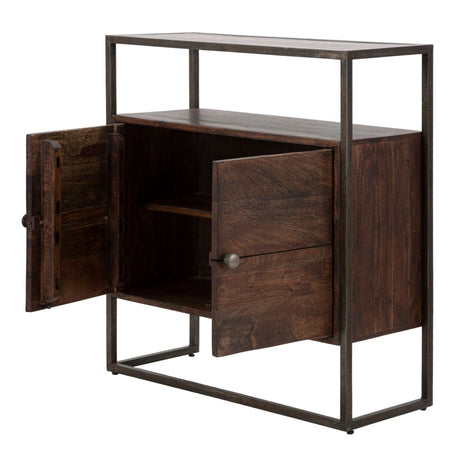 Mobiletto "Burn" in legno di acacia per interno 75 x 30 x 83h cm