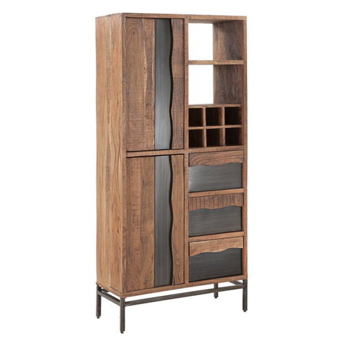 Libreria Yellowstone in legno di acacia e metallo per interno