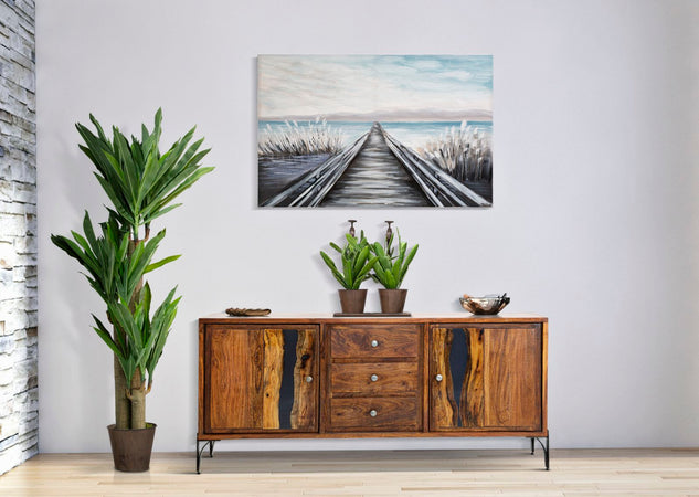 Dipinto su tela pontile con intelaiatura in legno per decorazioni ambienti