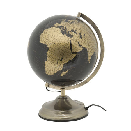 Mappamondo girevole con luce base in metallo per decorazione interni h 38 cm