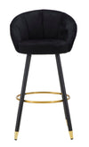 Sgabello da bar Praga in velluto gambe in metallo color nero e oro per interni