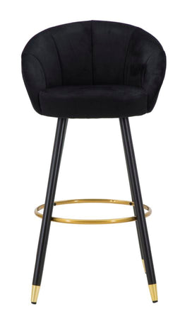 Sgabello da bar "Praga" in velluto gambe in metallo color nero e oro per interni