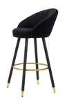 Sgabello da bar Praga in velluto gambe in metallo color nero e oro per interni