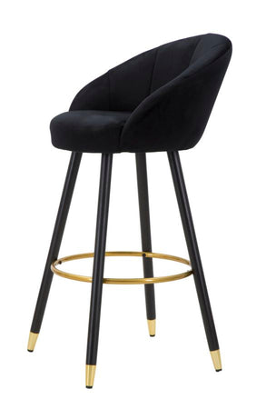 Sgabello da bar "Praga" in velluto gambe in metallo color nero e oro per interni