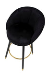 Sgabello da bar Praga in velluto gambe in metallo color nero e oro per interni