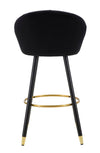 Sgabello da bar Praga in velluto gambe in metallo color nero e oro per interni
