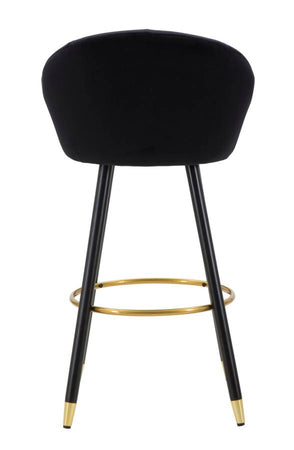 Sgabello da bar "Praga" in velluto gambe in metallo color nero e oro per interni