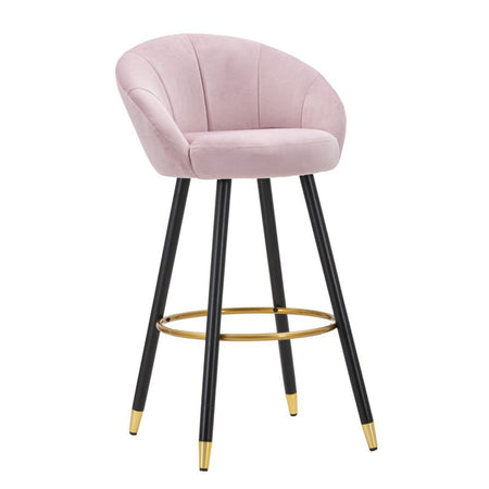 Sgabello da bar "Praga" in velluto gambe in metallo color nero e oro per interni
