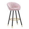 Sgabello da bar Praga in velluto gambe in metallo color nero e oro per interni