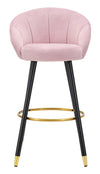 Sgabello da bar Praga in velluto gambe in metallo color nero e oro per interni