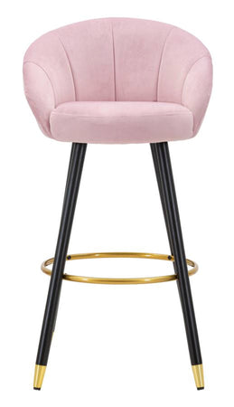 Sgabello da bar "Praga" in velluto gambe in metallo color nero e oro per interni