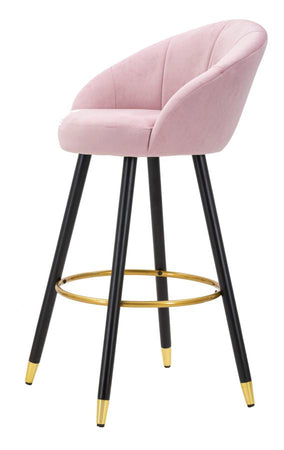 Sgabello da bar "Praga" in velluto gambe in metallo color nero e oro per interni