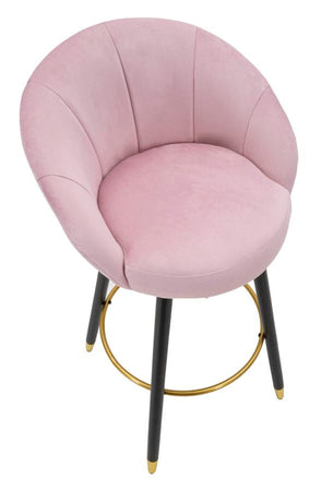 Sgabello da bar "Praga" in velluto gambe in metallo color nero e oro per interni