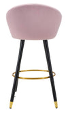 Sgabello da bar Praga in velluto gambe in metallo color nero e oro per interni