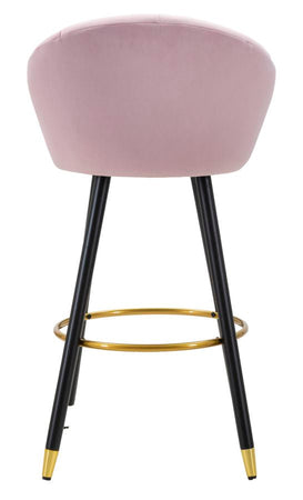 Sgabello da bar "Praga" in velluto gambe in metallo color nero e oro per interni