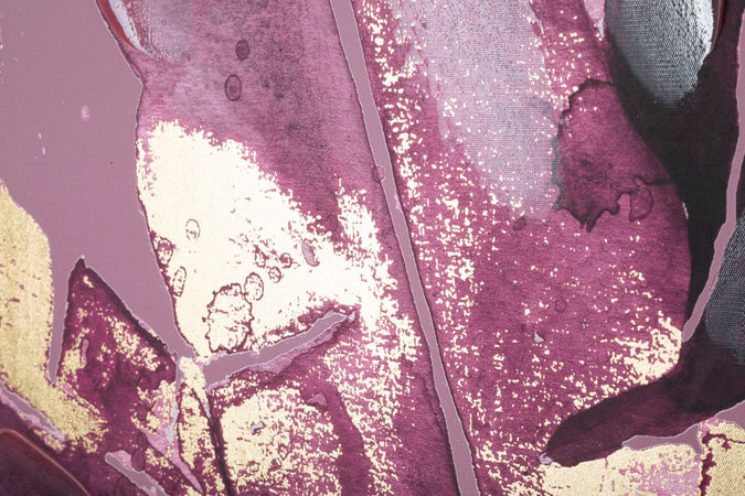 Stampa su tela foglie viola con telaio in legno per decorazioni ambienti