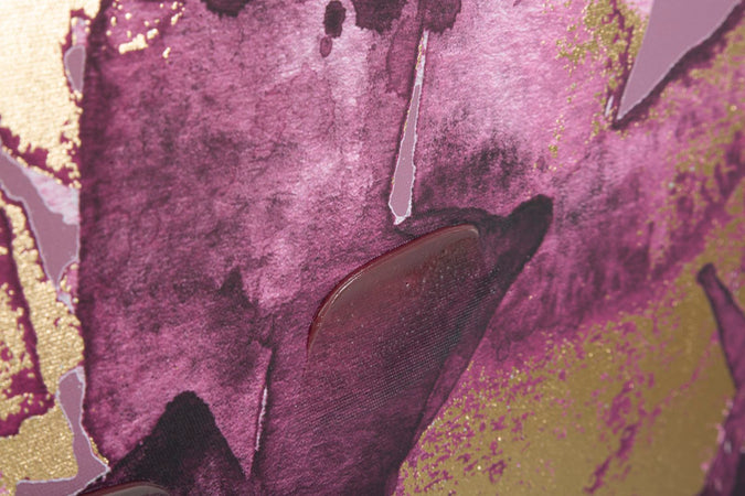 Stampa su tela foglie viola con telaio in legno per decorazioni ambienti