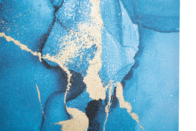 Stampa su tela colore blu con telaio in legno per decorazioni ambienti