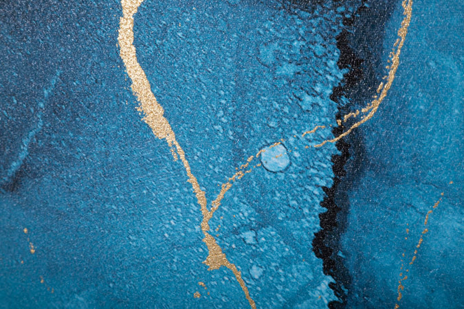 Stampa su tela colore blu con telaio in legno per decorazioni ambienti