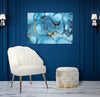 Stampa su tela colore blu con telaio in legno per decorazioni ambienti
