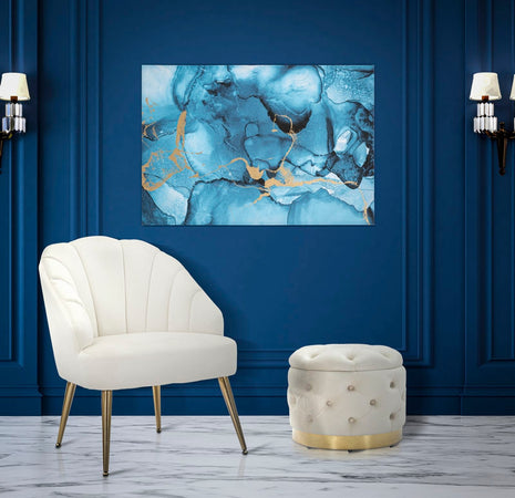 Stampa su tela colore blu con telaio in legno per decorazioni ambienti