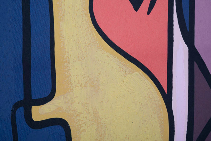 Stampa su tela volti stile cubismo con telaio in legno per decorazioni ambienti