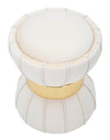 Sgabello Flower rotondo in velluto con fascia centrale color oro per interni