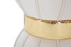 Sgabello Flower rotondo in velluto con fascia centrale color oro per interni